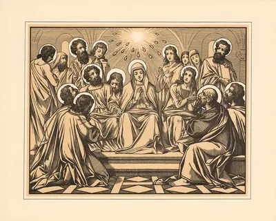 The Holy Spirit Pentecost by Aschendorff, 1906 — digital art print download