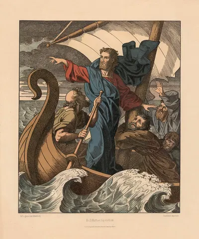 Jesus calms the storm on the Sea of Galilee by Carl Ehrenberg, 1904 — digital art print download