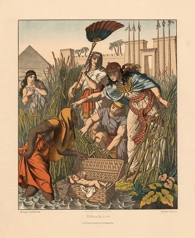 Moses is saved by Pharaoh's daughter by Carl Ehrenberg, 1904 — digital art print download