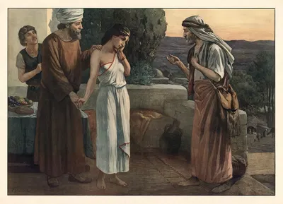 Eliezer and Rebekah by Carl Schmauk, 1913 — digital art print download