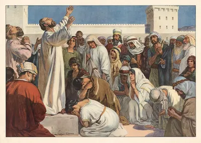 Peter's Pentecost Sermon by Carl Schmauk, 1913 — digital art print download