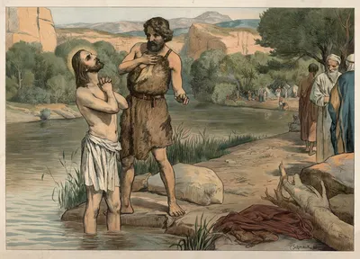 The Baptism of Jesus by Carl Schmauk, 1908 — digital art print download