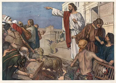 The cleansing in the temple by Carl Schmauk, 1910 — digital art print download