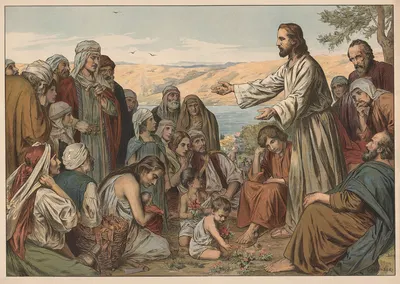 The Sermon on the Mount by Carl Schmauk, 1908 — digital art print download