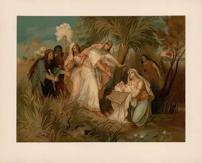 Moses is saved by Pharaoh's daughter by Ernst Pessler, 1893 — digital art print download