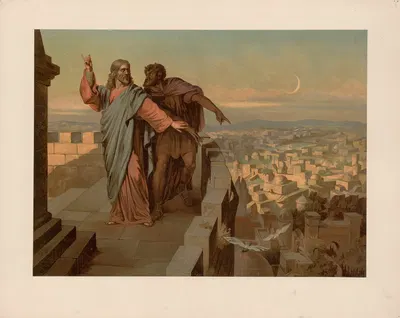Jesus is tempted by the devil by Ernst Pessler, 1893 — digital art print download