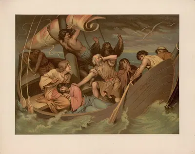 Jesus sleeps during the storm on the Sea of ​​Galilee by Ernst Pessler, 1893 — digital art print download