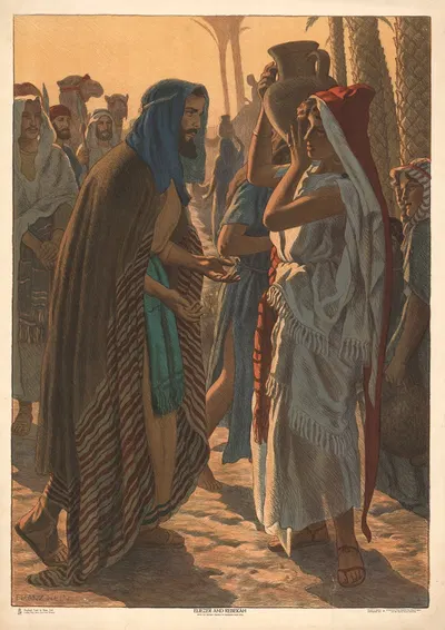 Eliezer and Rebekah by Франц Хайн, 1910 — digital art print download