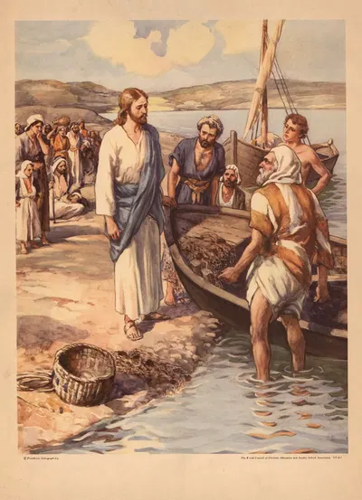 Jesus borrows Peter's boat by Gebhard Fugel, 1931 — digital art print download