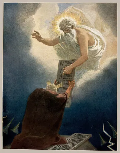 The Giving of the Law at Sinai by Gebhard Fugel, 1911 — digital art print download