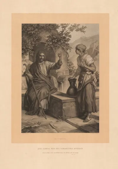 Jesus og den samaritanske kvinde by Heinrich Hofmann, 1904 — digital art print download