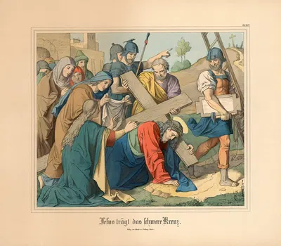 Jesus trägt das Schwere Kreuz by Johann Nepomuk Heinemann — digital art print download