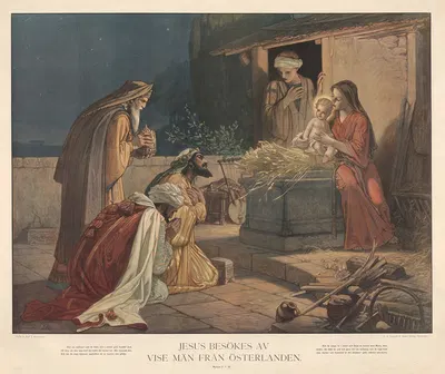 Jesus besökes av vise män från Osterlanden by Julius Kronberg, 1895 — digital art print download