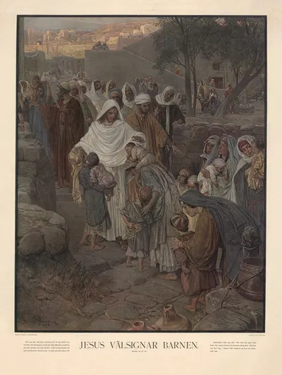 Jesus välsignar barnen by Julius Kronberg, 1903 — digital art print download