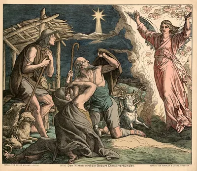 Hirten wird die Geburt Christi verkündet (Shepherds are told about the birth of Christ) by Julius Schnorr von Carolsfeld,…