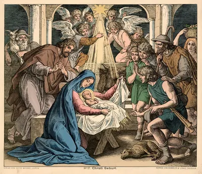 Christi Geburt (The birth of Christ) by Julius Schnorr von Carolsfeld, 1888 — digital art print download