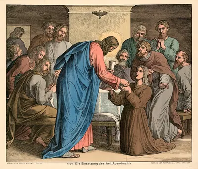 Die Einsetzung des heil. Abendmahls (The institution of Holy Communion) by Julius Schnorr von Carolsfeld, 1888 — digital…