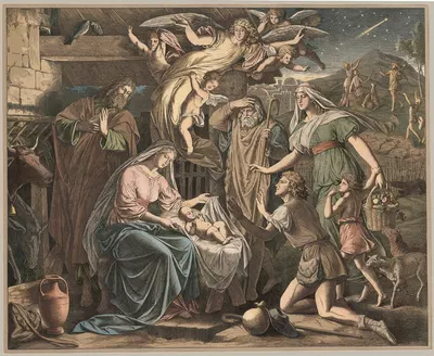 The birth of Jesus by Lith. Anstalt v. Müller & Eismann, 1910 — digital art print download