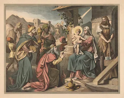 The Adoration of the Magi by Lith. Anstalt v. Müller & Eismann, 1910 — digital art print download