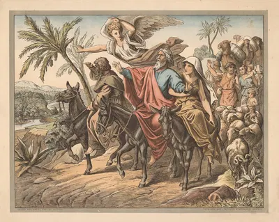 Abraham arrives in the promised land by Lith. Anstalt v. Müller & Eismann, 1910 — digital art print download