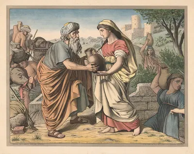 Rebekah at the well by Lith. Anstalt v. Müller & Eismann, 1910 — digital art print download