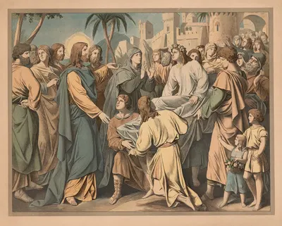 The resurrection of the widow's son in Nain by Lith. Anstalt v. Müller & Eismann, 1910 — digital art print download