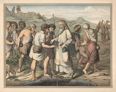 Joseph is sold by his brothers by Lith. Anstalt v. Müller & Eismann, 1910 — digital art print download