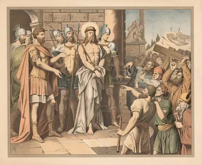 Jesus before Pilate by Lith. Anstalt v. Müller & Eismann, 1910 — digital art print download