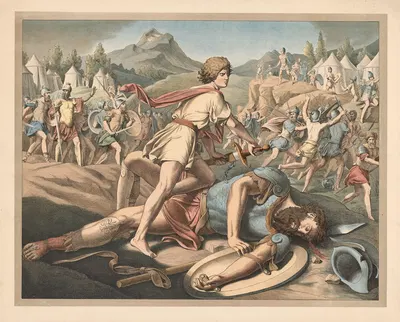 David og Goliath by Lith. Anstalt v. Müller & Eismann, 1910 — digital art print download