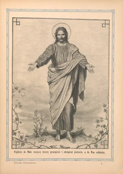 Pójdżeie do Mnie wszysey który pracujecie i obciażeni jestescie, a Ja Was ochłodzę by Otto Bitschnau, 1912 — digital art…