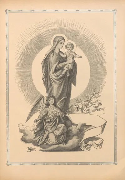 Mary with child by Otto Bitschnau, 1912 — digital art print download