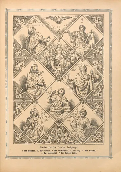 Siedm‎ ‎darów‎ ‎Ducha‎ ‎świętego. by Otto Bitschnau, 1912 — digital art print download
