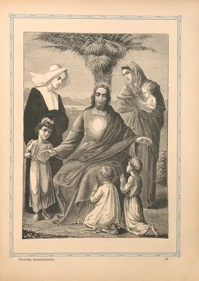 Christ blessing little children by Otto Bitschnau, 1912 — digital art print download