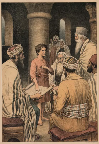 Jesus at age 12 in the temple. by Poul Steffensen, 1913 — digital art print download