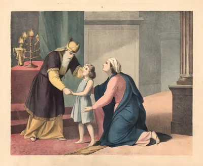 Hannah presents Samuel to Eli by Sandberg, 1875 — digital art print download