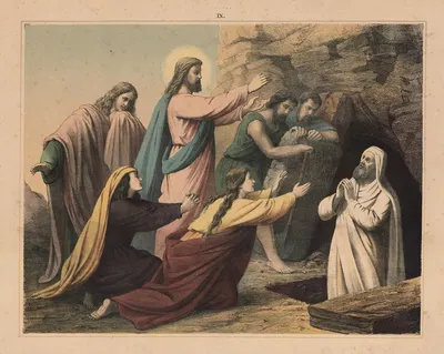 Jesus resurrects Lazarus by Sandberg, 1875 — digital art print download