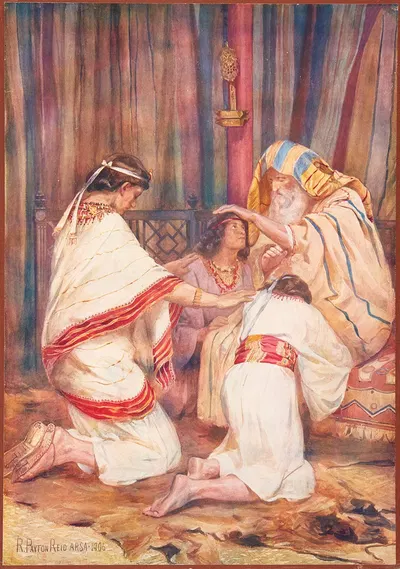 Jacob blesses Joseph's sons by Robert Payton Reid, 1904 — digital art print download