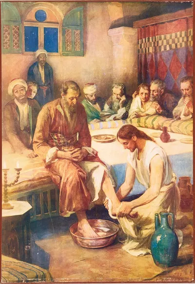 Jesus washes the diciples' feet by Robert Payton Reid, 1906 — digital art print download