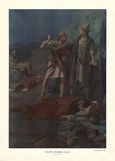 David sparing Saul by Simon Harmon Vedder, 1904 — digital art print download