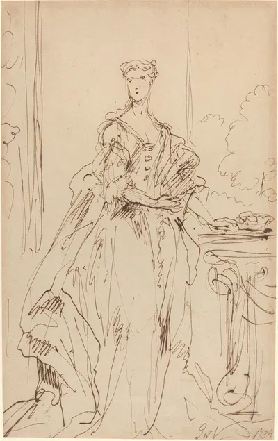 Portrait of a Standing Lady II by Джон Вандербанк, 1734 — digital art print download