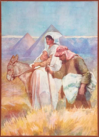 Mary and Jesus flee to Egypt by Thomas Nelson & Sons, 1904 — digital art print download