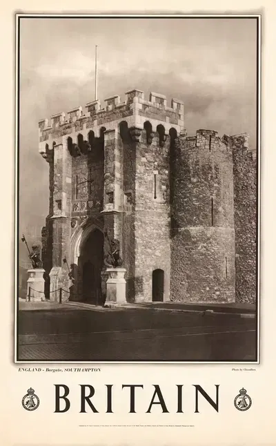 England - Bargate, Southampton by Travel Association of Great Britain & Northern Ireland, 1950 — digital art print download