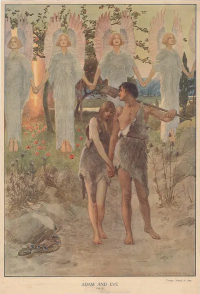 Adam and Eve by Уильям Генри Маргетсон, 1904 — digital art print download