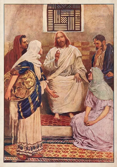 Martha and Mary – The two sisters by Уильям Генри Маргетсон, 1906 — digital art print download