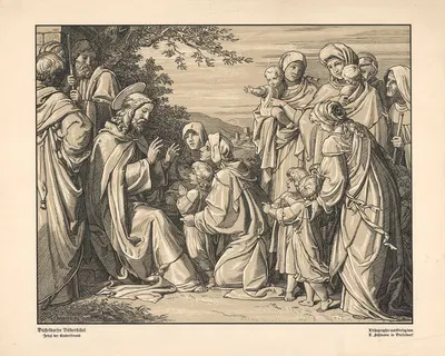 Jesus blesses the little children by H. Commans, 1907 — digital art print download