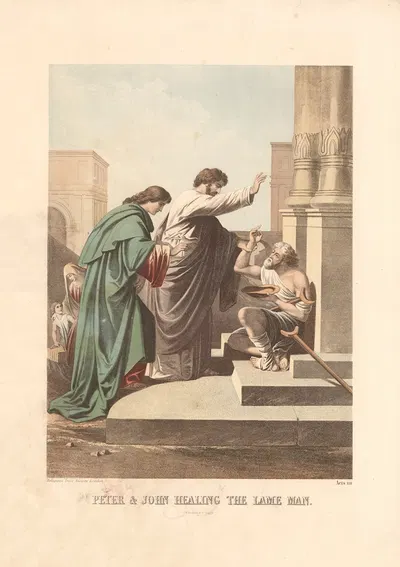 Peter & John Healing the Lame Man by Joseph Martin Kronheim, 1870 — digital art print download