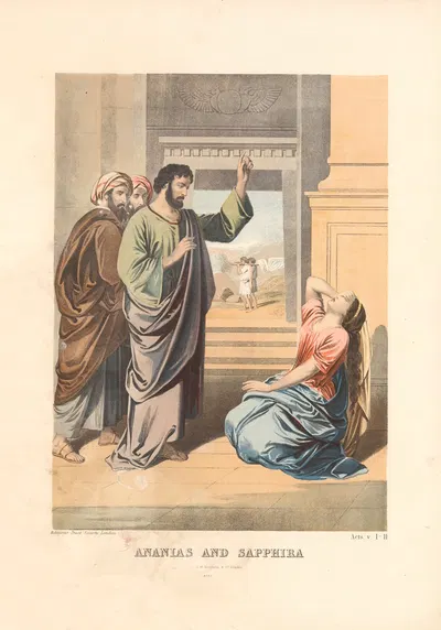 Ananias and Sapphira by Джозеф Мартин Кронхейм, 1870 — digital art print download