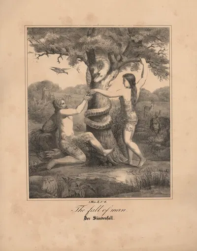 The fall of man by Johann Baptist Sonderland, 1843 — digital art print download