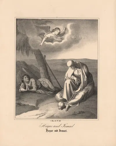 Hagar and Ismael by Johann Baptist Sonderland, 1843 — digital art print download