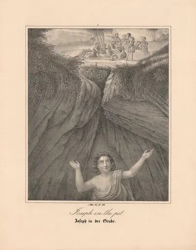 Joseph in the pit by Johann Baptist Sonderland, 1843 — digital art print download